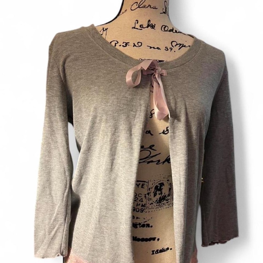 Delicates Gray and Pink Knit Top